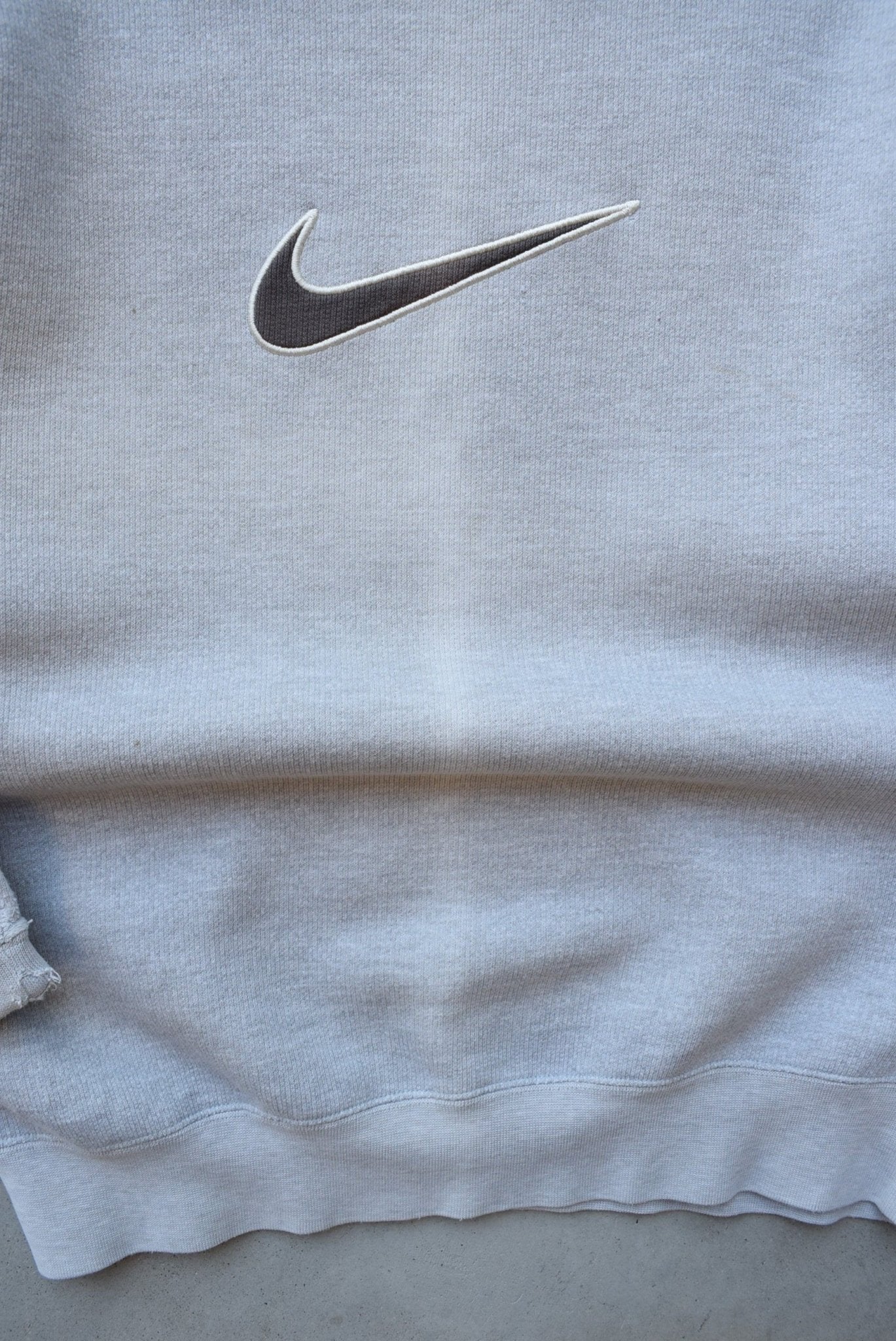 Nike Grey Embroidered Swoosh Crewneck — 1990s (S) - Retrospective Store