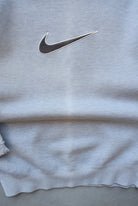 Nike Grey Embroidered Swoosh Crewneck — 1990s (S) - Retrospective Store
