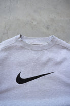 Nike Grey Embroidered Swoosh Crewneck — 1990s (S/M) - Retrospective Store