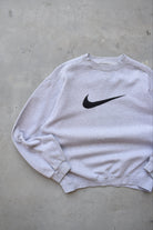 Nike Grey Embroidered Swoosh Crewneck — 1990s (S/M) - Retrospective Store