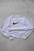 Nike Grey Embroidered Swoosh Crewneck — 1990s (S/M) - Retrospective Store