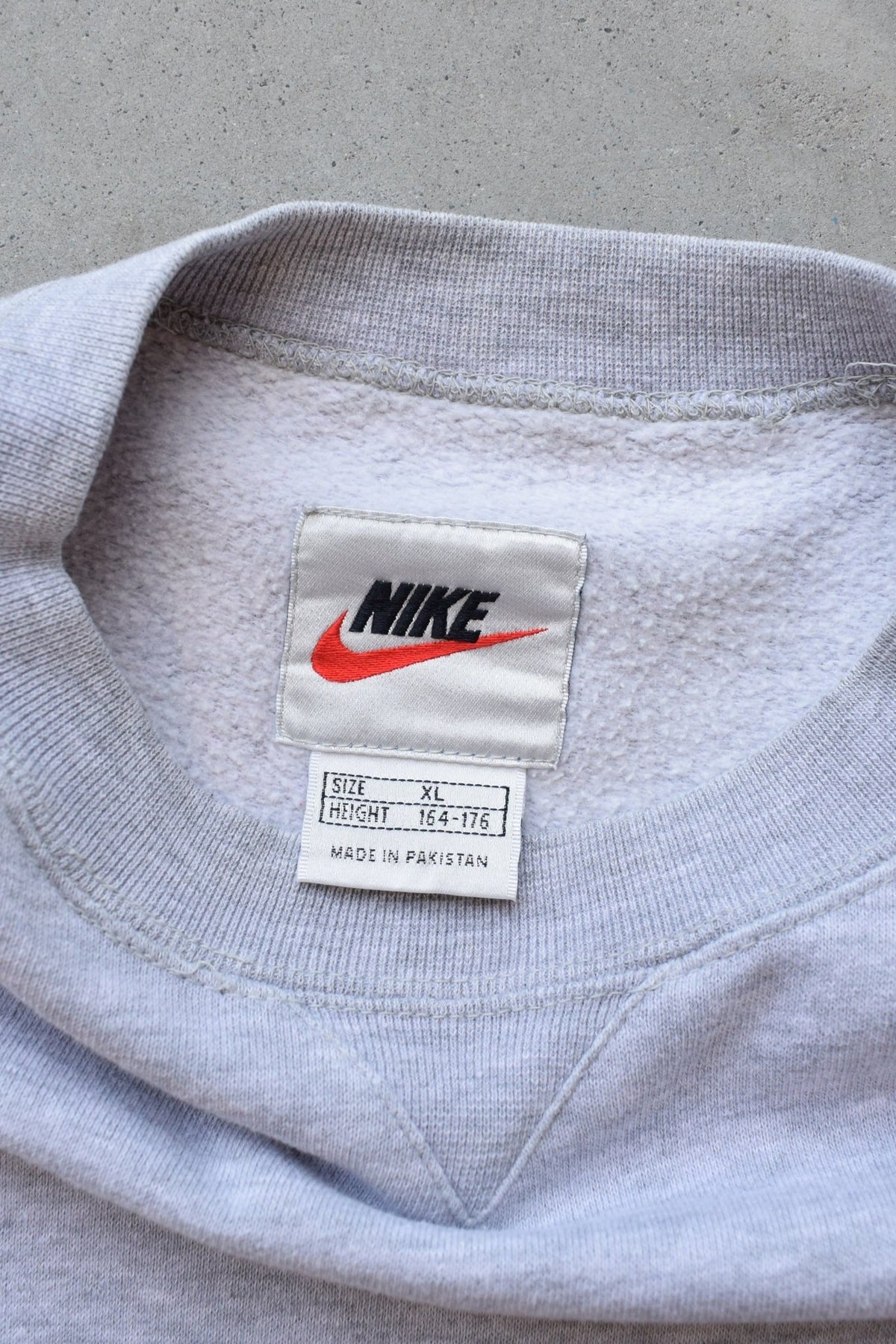 Nike Grey Embroidered Swoosh Crewneck — 1990s (S/M) - Retrospective Store