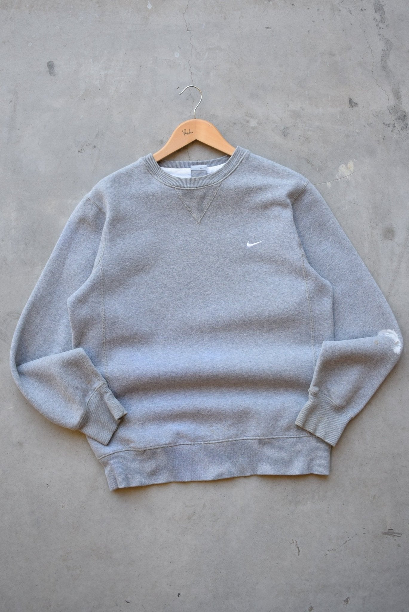 Nike Grey Embroidered Swoosh Crewneck — 2000s (M) - Retrospective Store