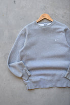 Nike Grey Embroidered Swoosh Crewneck — 2000s (M) - Retrospective Store