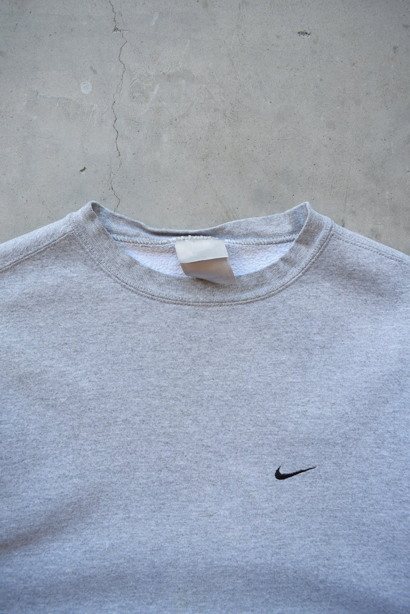 Nike Grey Embroidered Swoosh Crewneck — 2000s (S/M) - Retrospective Store
