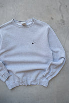 Nike Grey Embroidered Swoosh Crewneck — 2000s (S/M) - Retrospective Store