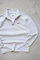 Nike Grey Embroidered Swoosh Quarter Zip — 1990s (S/M) - Retrospective Store