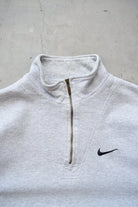 Nike Grey Embroidered Swoosh Quarter Zip — 1990s (S/M) - Retrospective Store