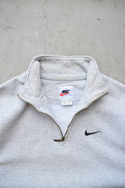 Nike Grey Embroidered Swoosh Quarter Zip — 1990s (S/M) - Retrospective Store