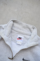 Nike Grey Embroidered Swoosh Quarter Zip — 1990s (S/M) - Retrospective Store