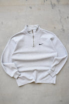 Nike Grey Embroidered Swoosh Quarter Zip — 1990s (S/M) - Retrospective Store