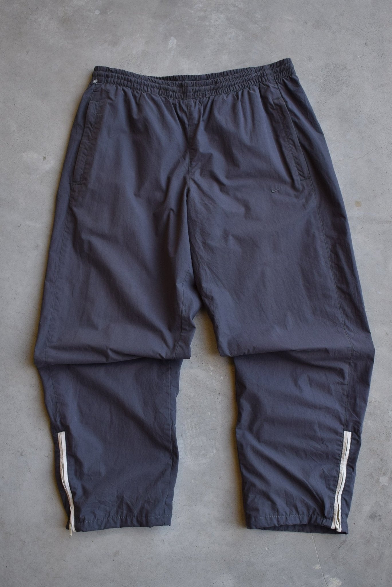 Nike Grey Embroidered Swoosh Track Pants — 2000s (M) - Retrospective Store