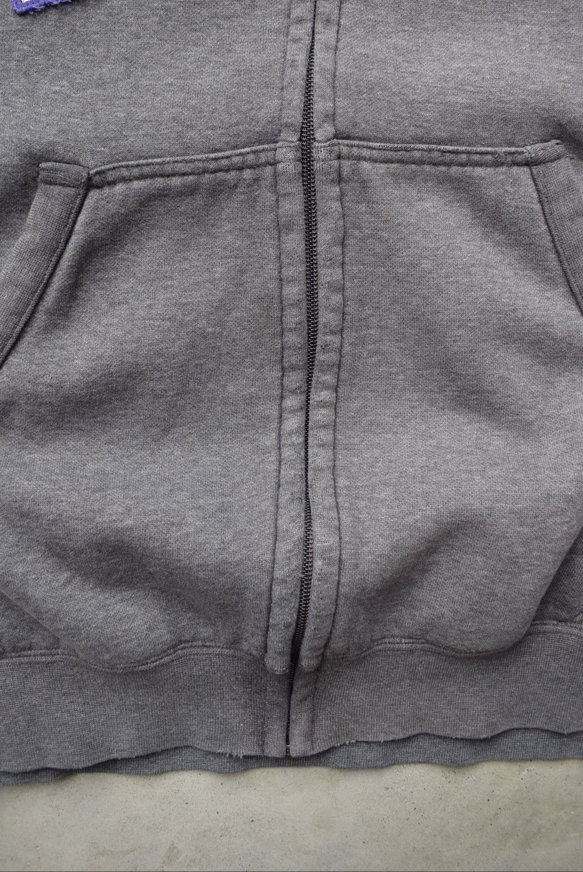 Nike Grey & Purple Embroidered Spellout Full-Zip Hoodie — 2000s (M) - Retrospective Store