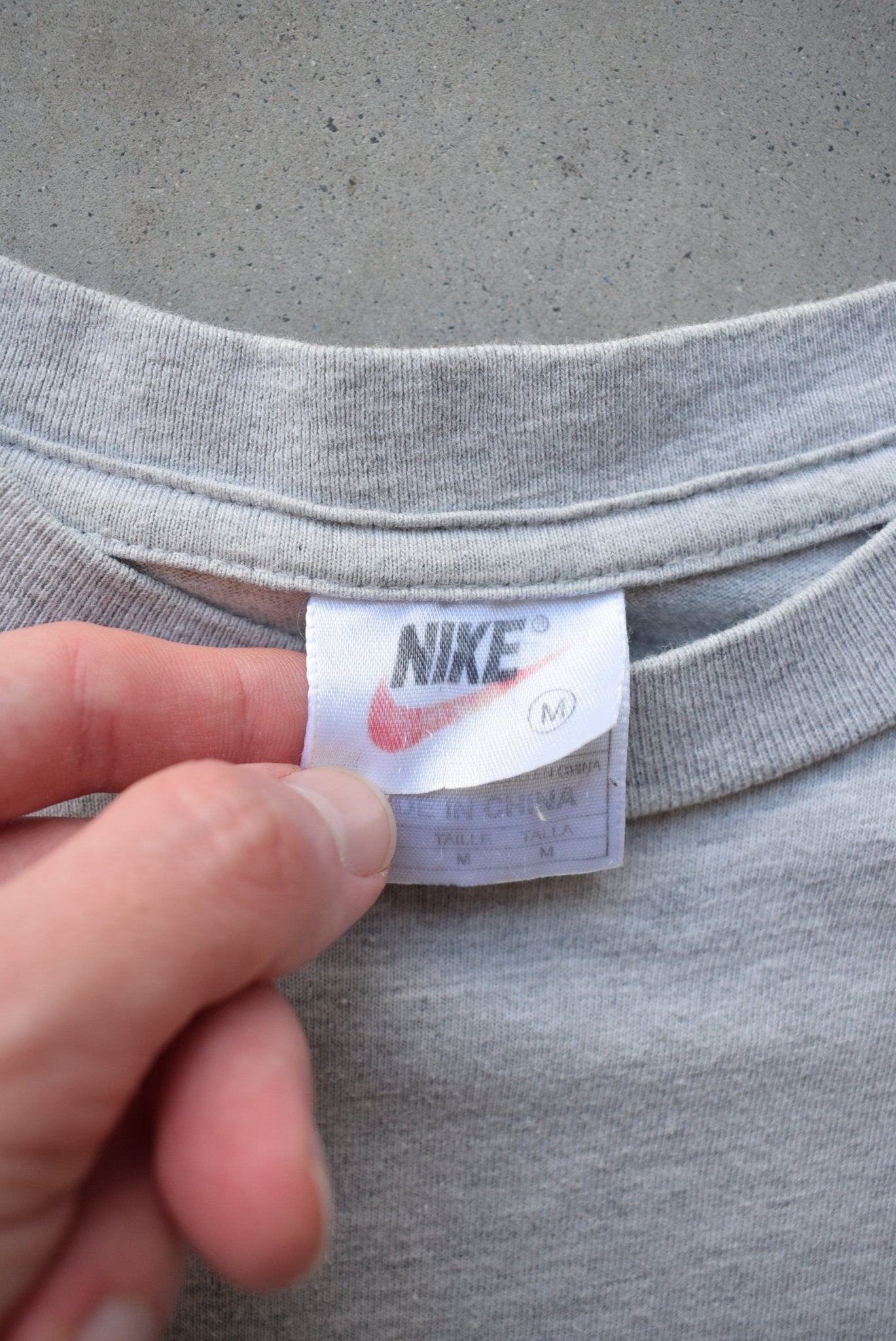 Nike Grey Swoosh Tee — 1990s (M) - Retrospective Store