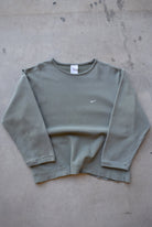 Nike Moss-Green Embroidered Swoosh Crewneck — 1990s (L/XL) - Retrospective Store