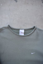 Nike Moss-Green Embroidered Swoosh Crewneck — 1990s (L/XL) - Retrospective Store