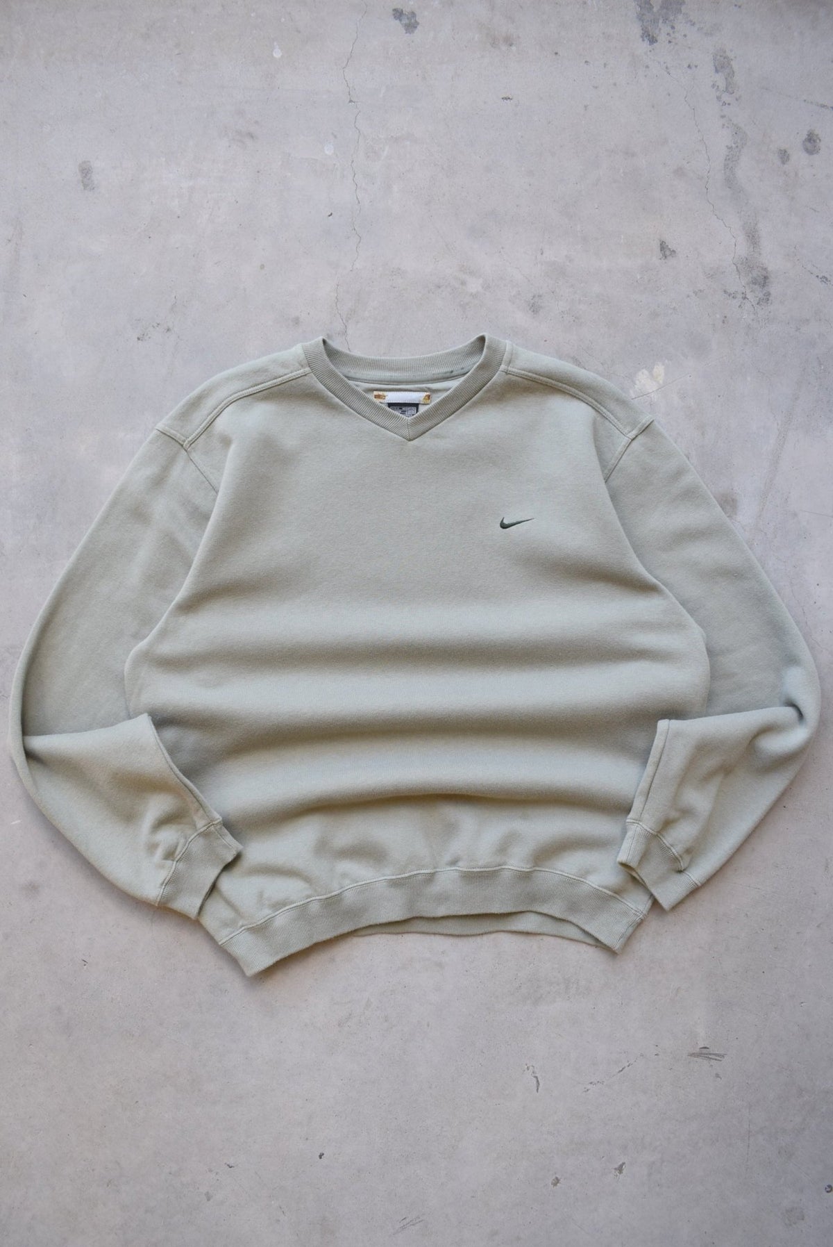 Nike Moss-Green Embroidered Swoosh Crewneck — 2000s (M) - Retrospective Store