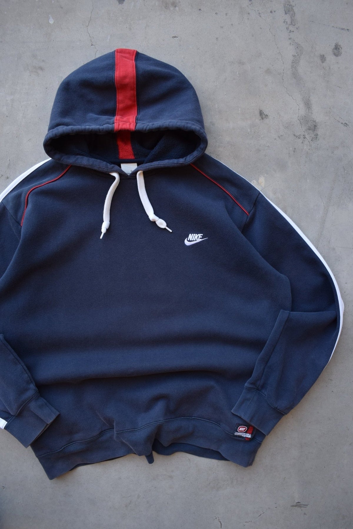Nike Navy Embroidered Spellout Hoodie — 2000s (XL) - Retrospective Store