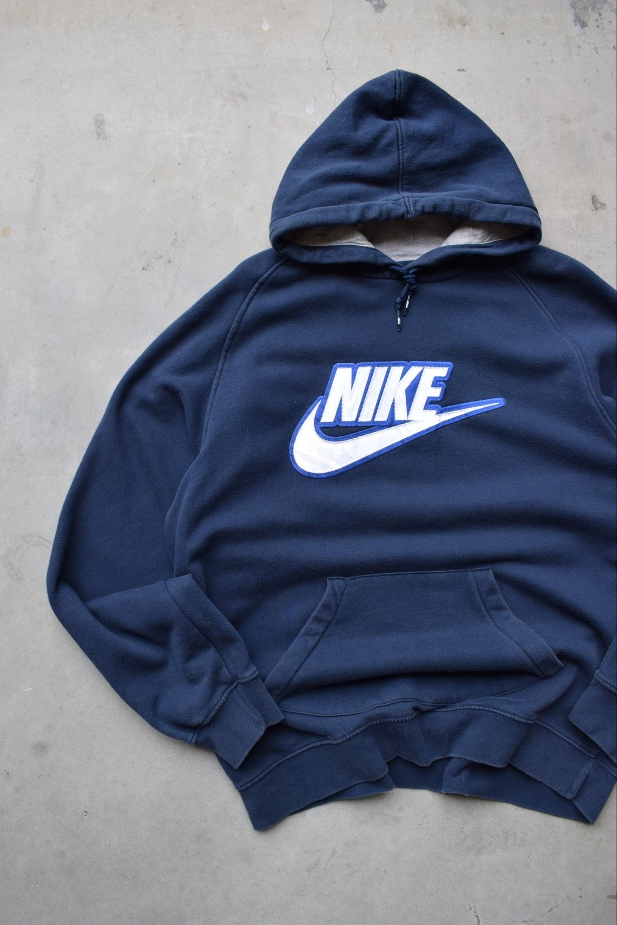 Nike Navy Embroidered Spellout Hoodie — 2000s (XL/XXL) - Retrospective Store