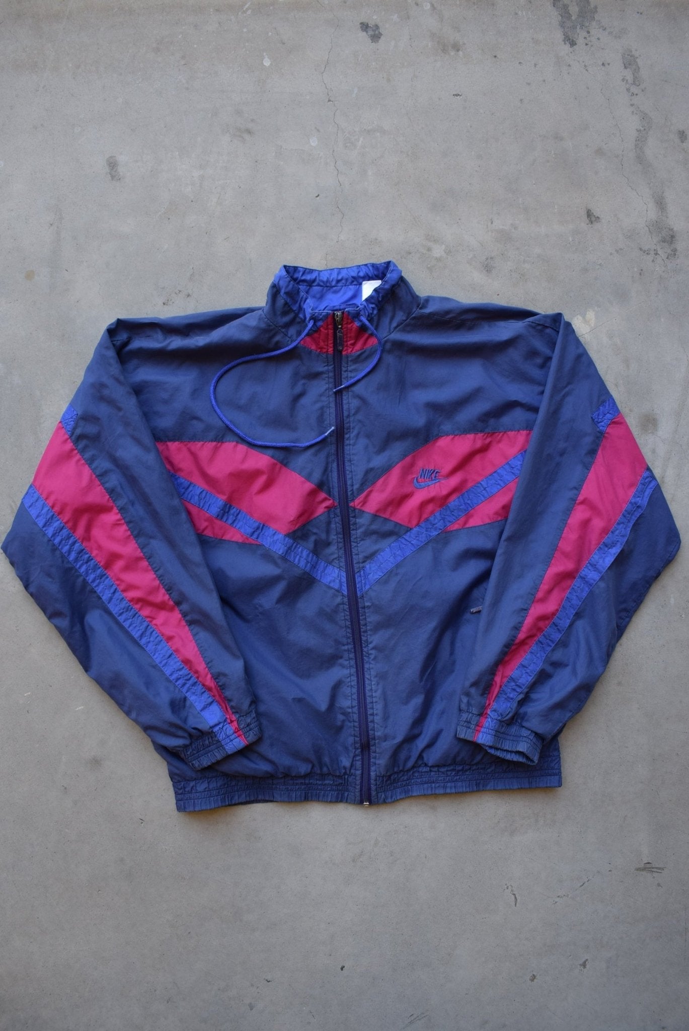 Nike Navy Embroidered Spellout Jacket — 1990s (M) - Retrospective Store