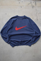 Nike Navy Embroidered Swoosh Crewneck — 1990s (XL) - Retrospective Store