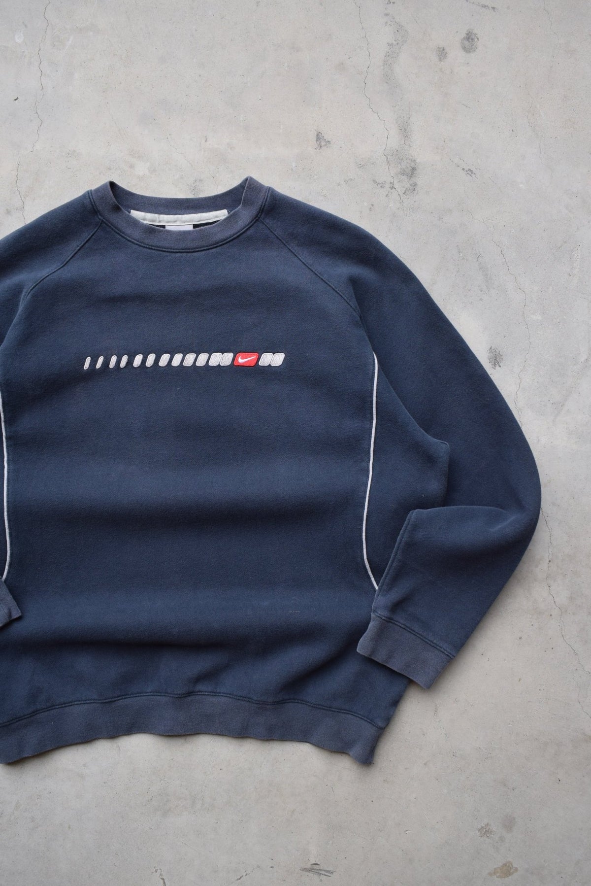 Nike Navy Embroidered Swoosh Crewneck — 2000s (M/L) - Retrospective Store