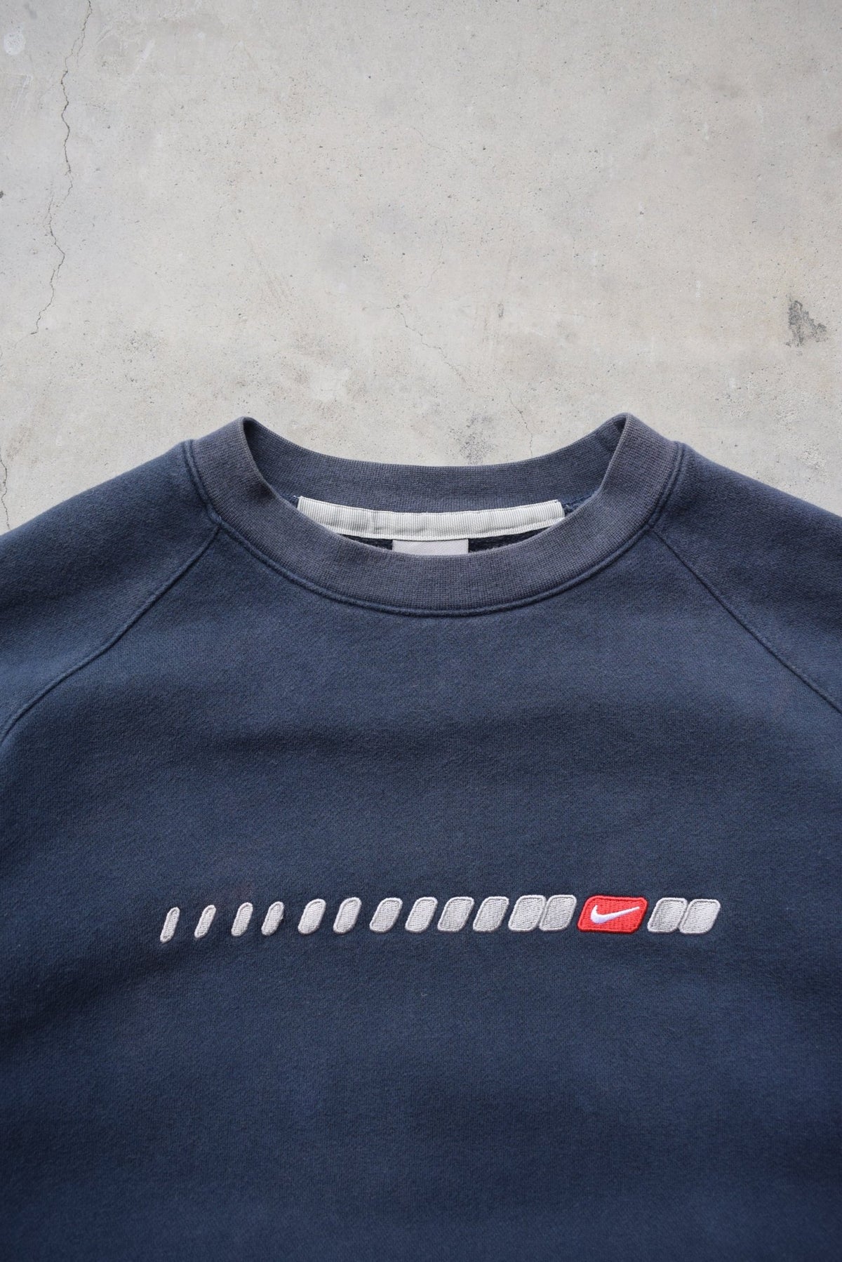 Nike Navy Embroidered Swoosh Crewneck — 2000s (M/L) - Retrospective Store