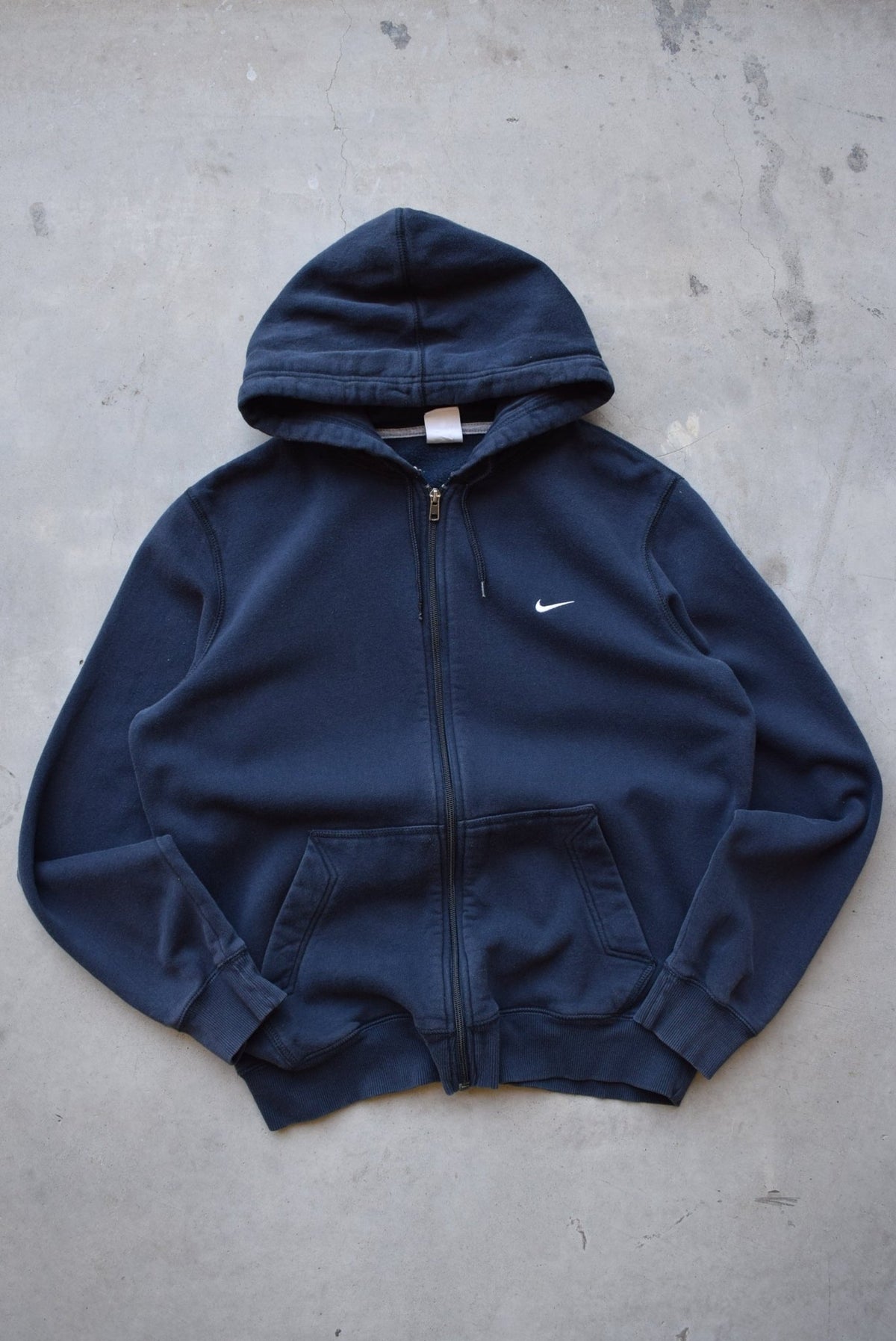 Nike Navy Embroidered Swoosh Full-Zip Hoodie — 2000s (L) - Retrospective Store