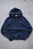 Nike Navy Embroidered Swoosh Full-Zip Hoodie — 2000s (L) - Retrospective Store