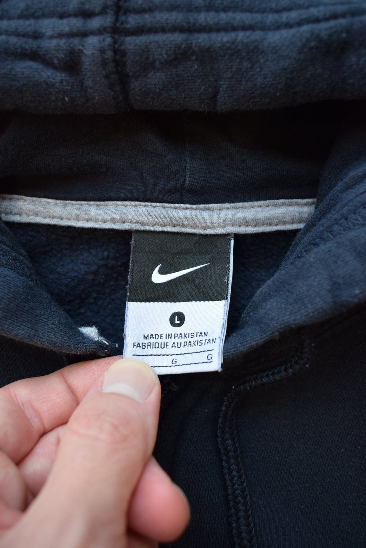 Nike Navy Embroidered Swoosh Full-Zip Hoodie — 2000s (L) - Retrospective Store
