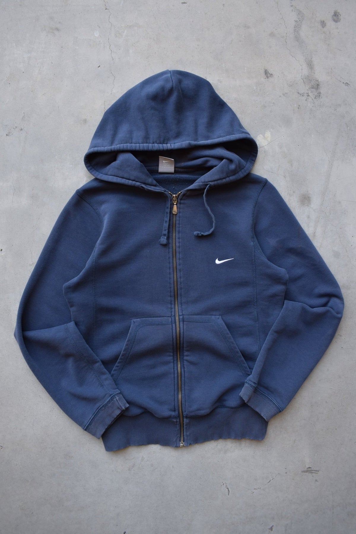 Nike Navy Embroidered Swoosh Full-Zip Hoodie — 2000s (XS) - Retrospective Store