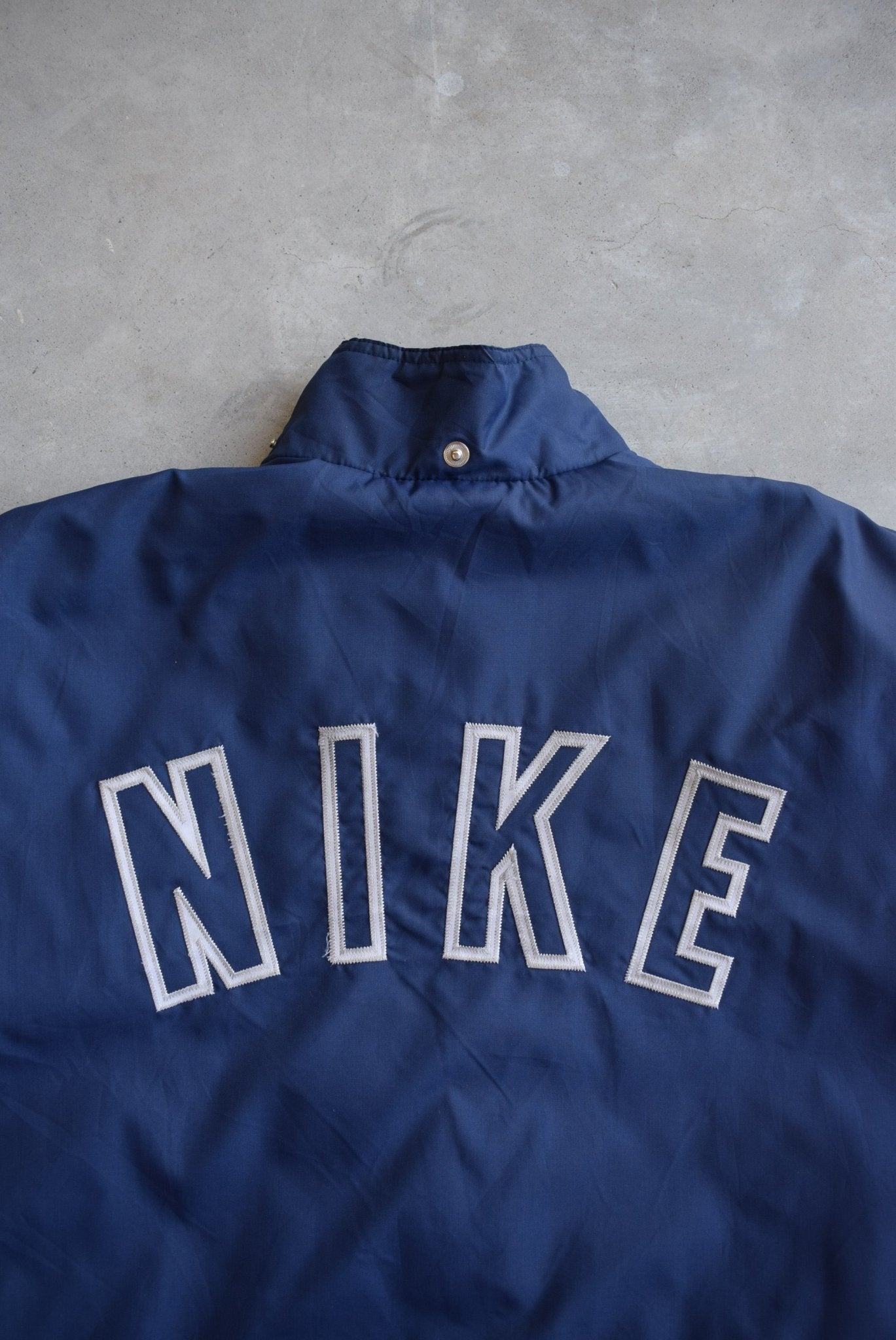 Nike Navy Embroidered Swoosh Heavyweight Jacket — 1990s (L/XL) - Retrospective Store