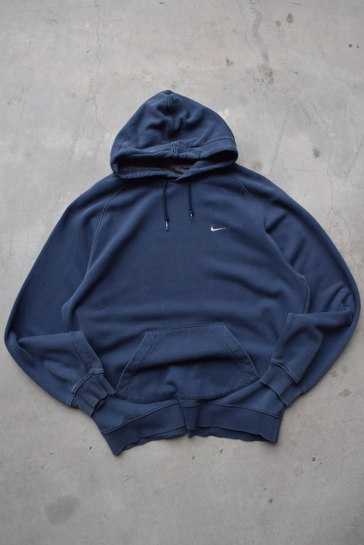 Nike Navy Embroidered Swoosh Hoodie — 2000s (L) - Retrospective Store