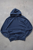 Nike Navy Embroidered Swoosh Hoodie — 2000s (L) - Retrospective Store