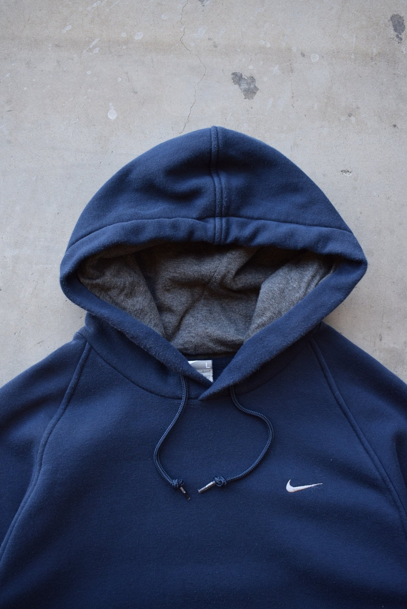 Nike Navy Embroidered Swoosh Hoodie — 2000s (M) - Retrospective Store