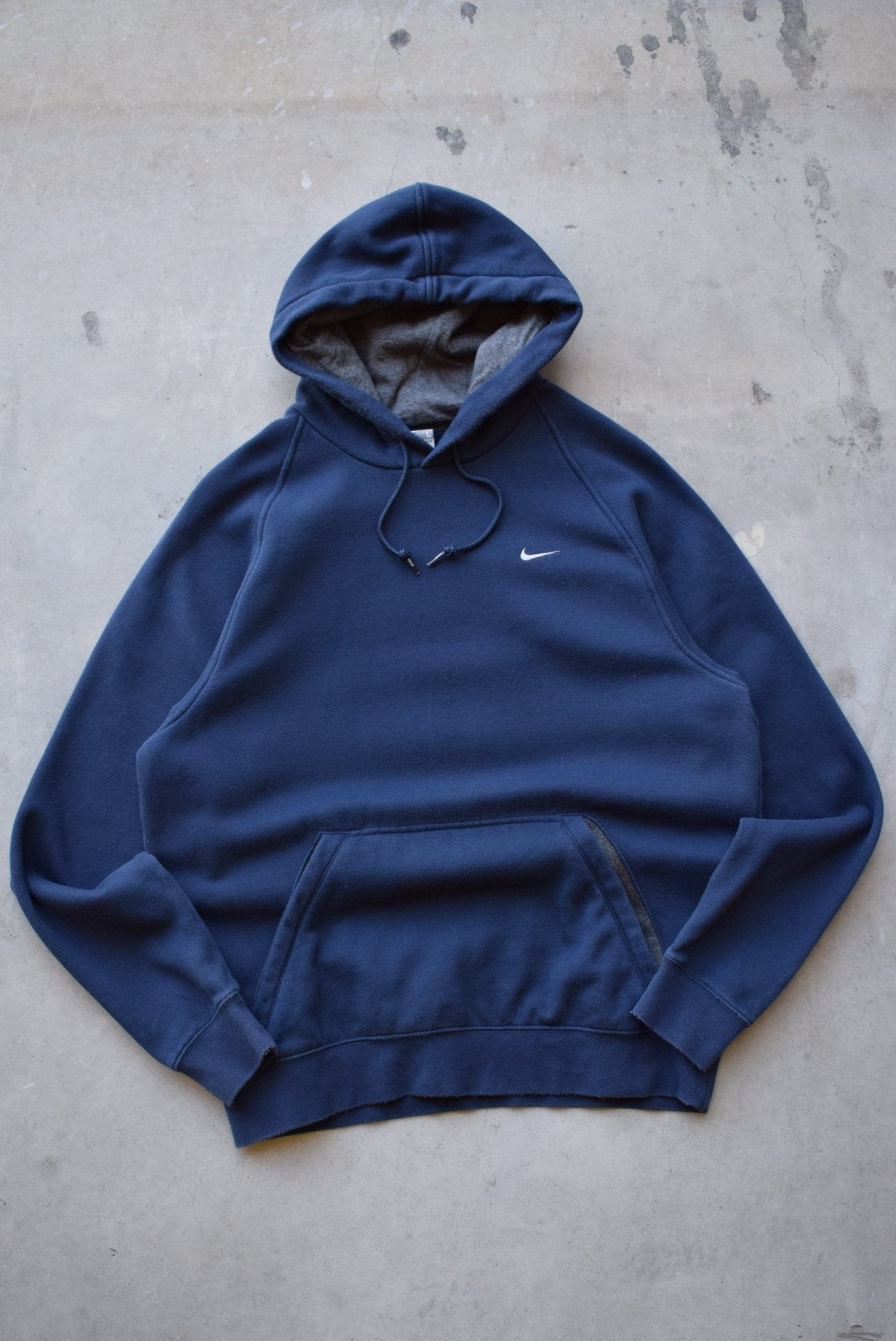Nike Navy Embroidered Swoosh Hoodie — 2000s (M) - Retrospective Store