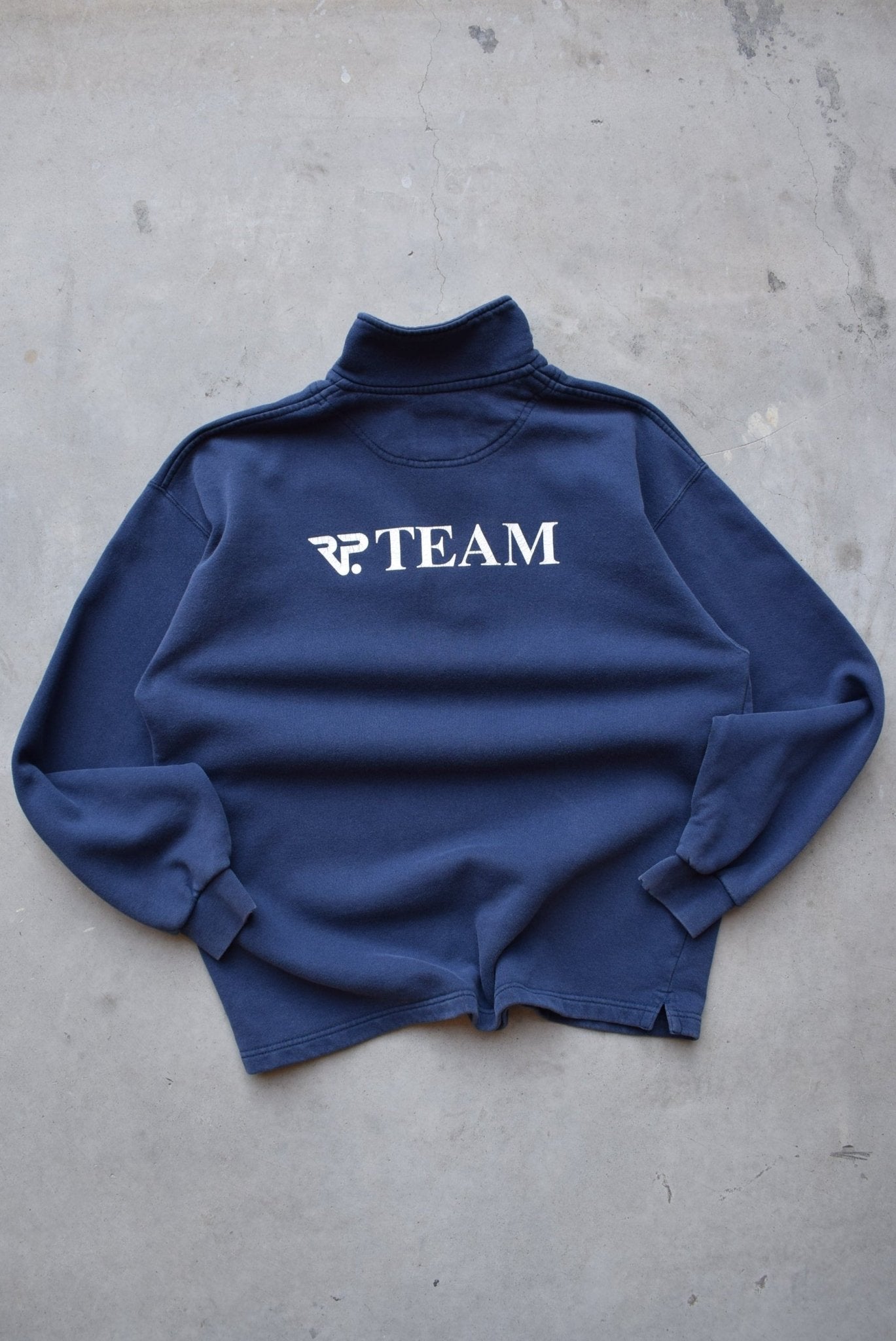 Nike Navy Embroidered Swoosh Quarter Zip — 1990s (M) - Retrospective Store