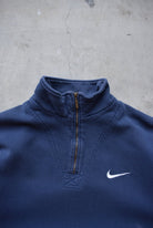 Nike Navy Embroidered Swoosh Quarter Zip — 1990s (M) - Retrospective Store