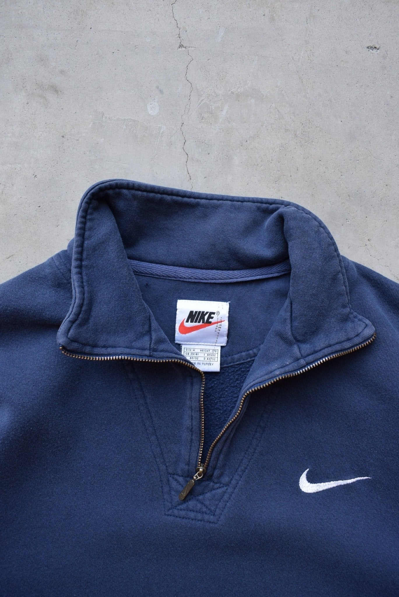 Nike Navy Embroidered Swoosh Quarter Zip — 1990s (M) - Retrospective Store