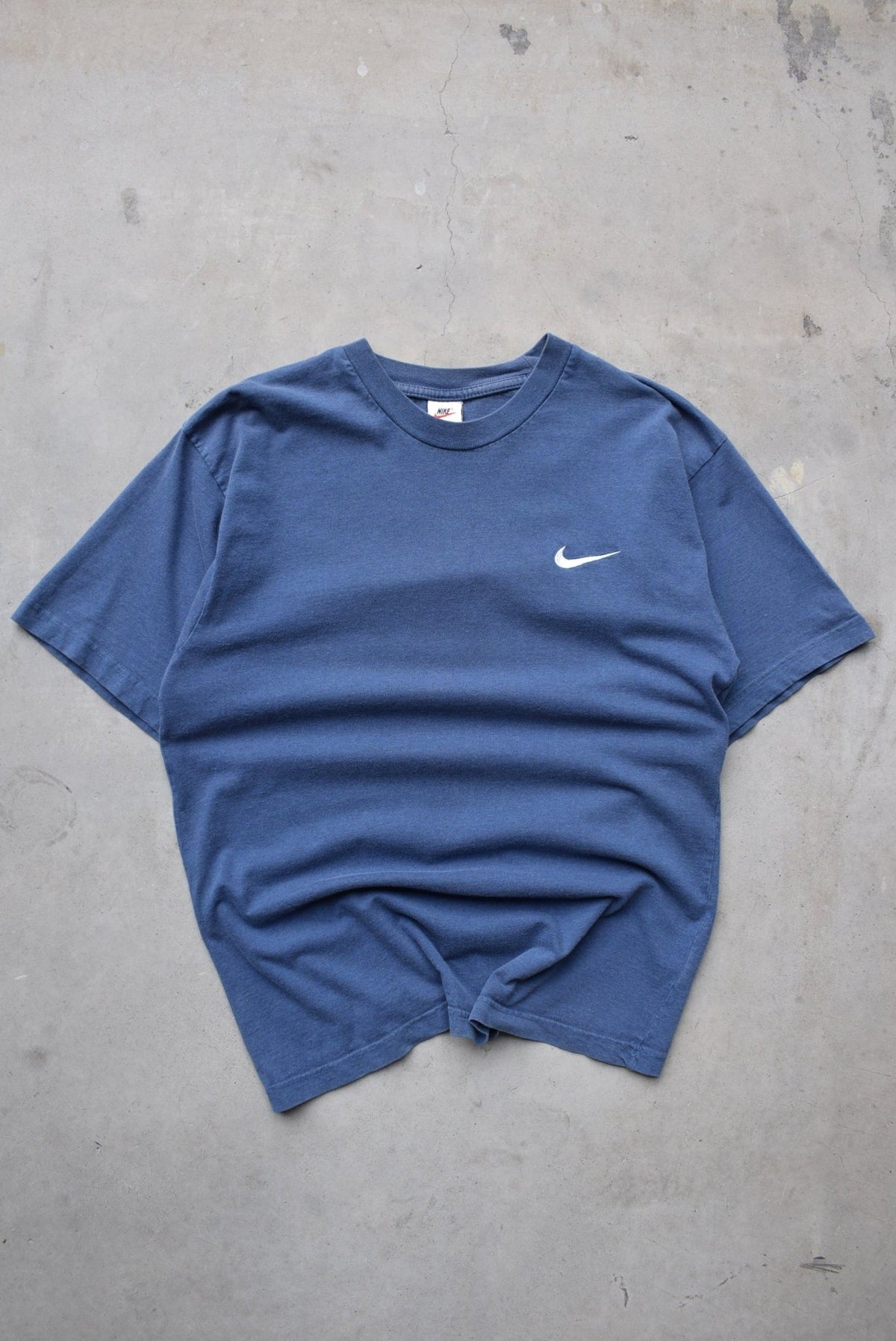 Nike Navy Embroidered Swoosh Tee — 1990s (M) - Retrospective Store