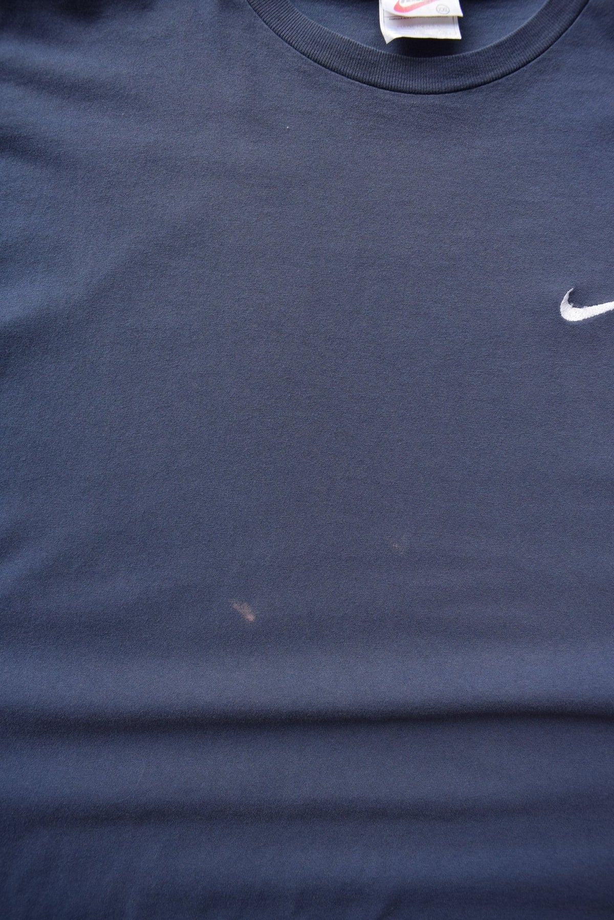 Nike Navy Embroidered Swoosh Tee — 1990s (XXL) - Retrospective Store