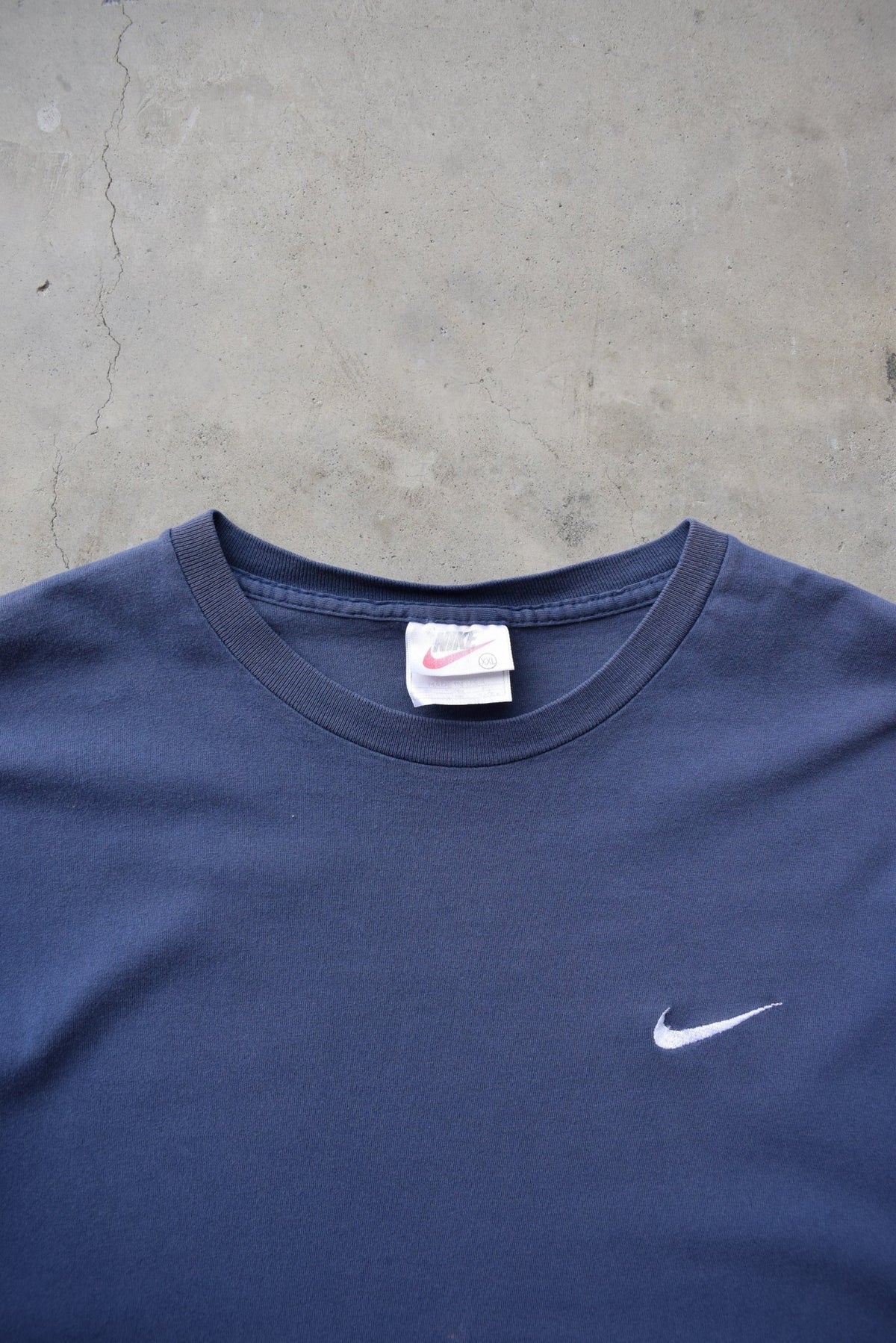 Nike Navy Embroidered Swoosh Tee — 1990s (XXL) - Retrospective Store