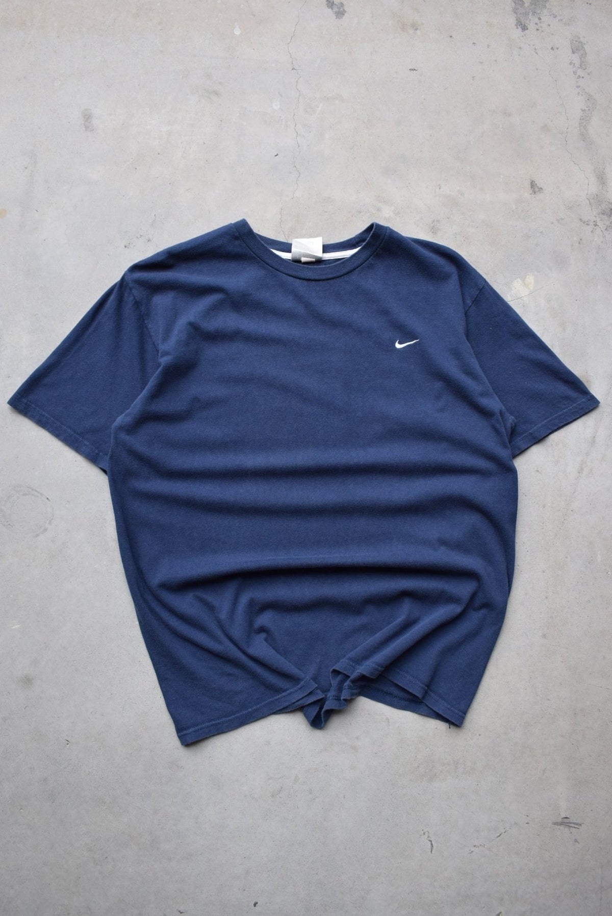 Nike Navy Embroidered Swoosh Tee — 2000s (L) - Retrospective Store
