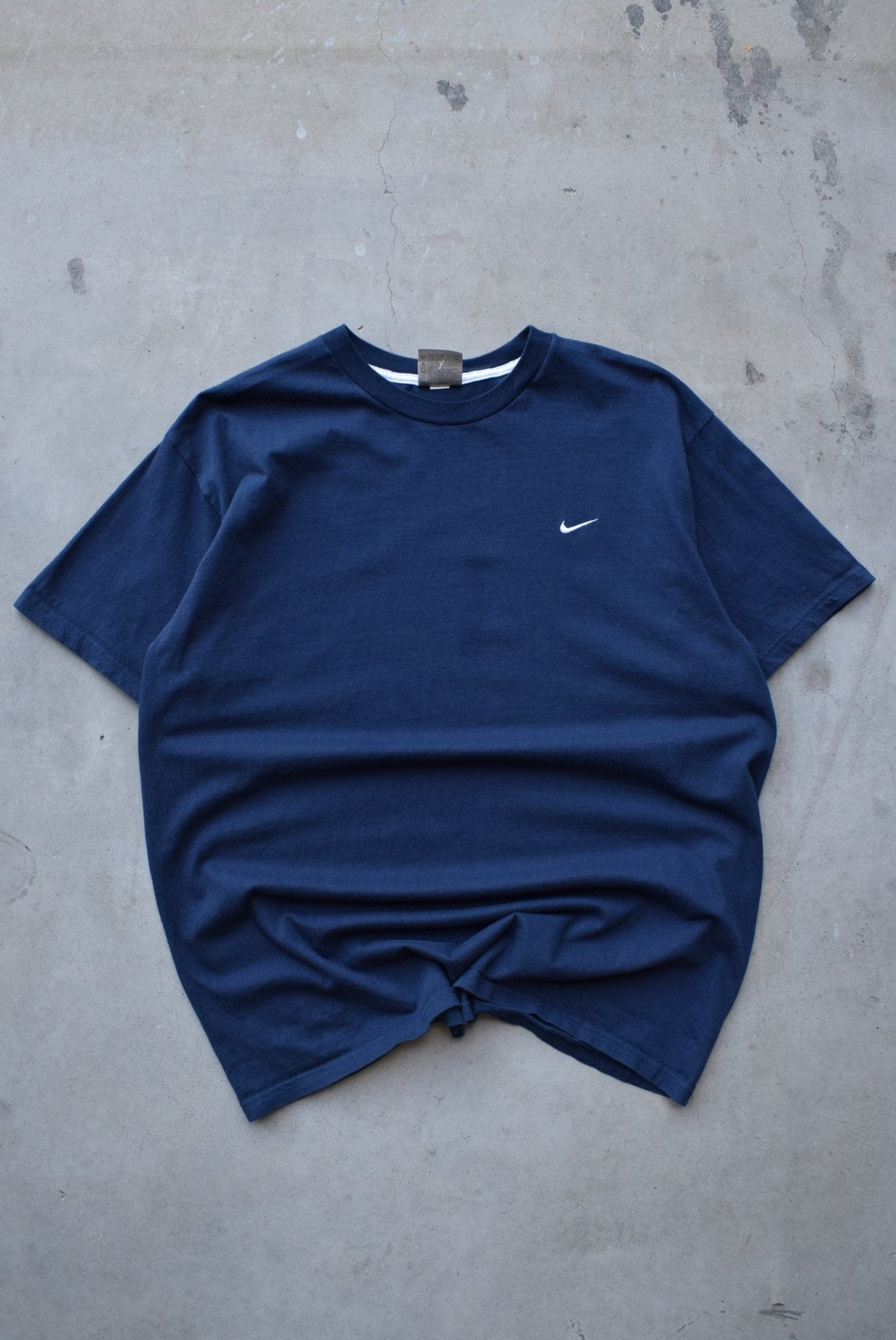 Nike Navy Embroidered Swoosh Tee — 2000s (L) - Retrospective Store