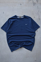 Nike Navy Embroidered Swoosh Tee — 2000s (L) - Retrospective Store