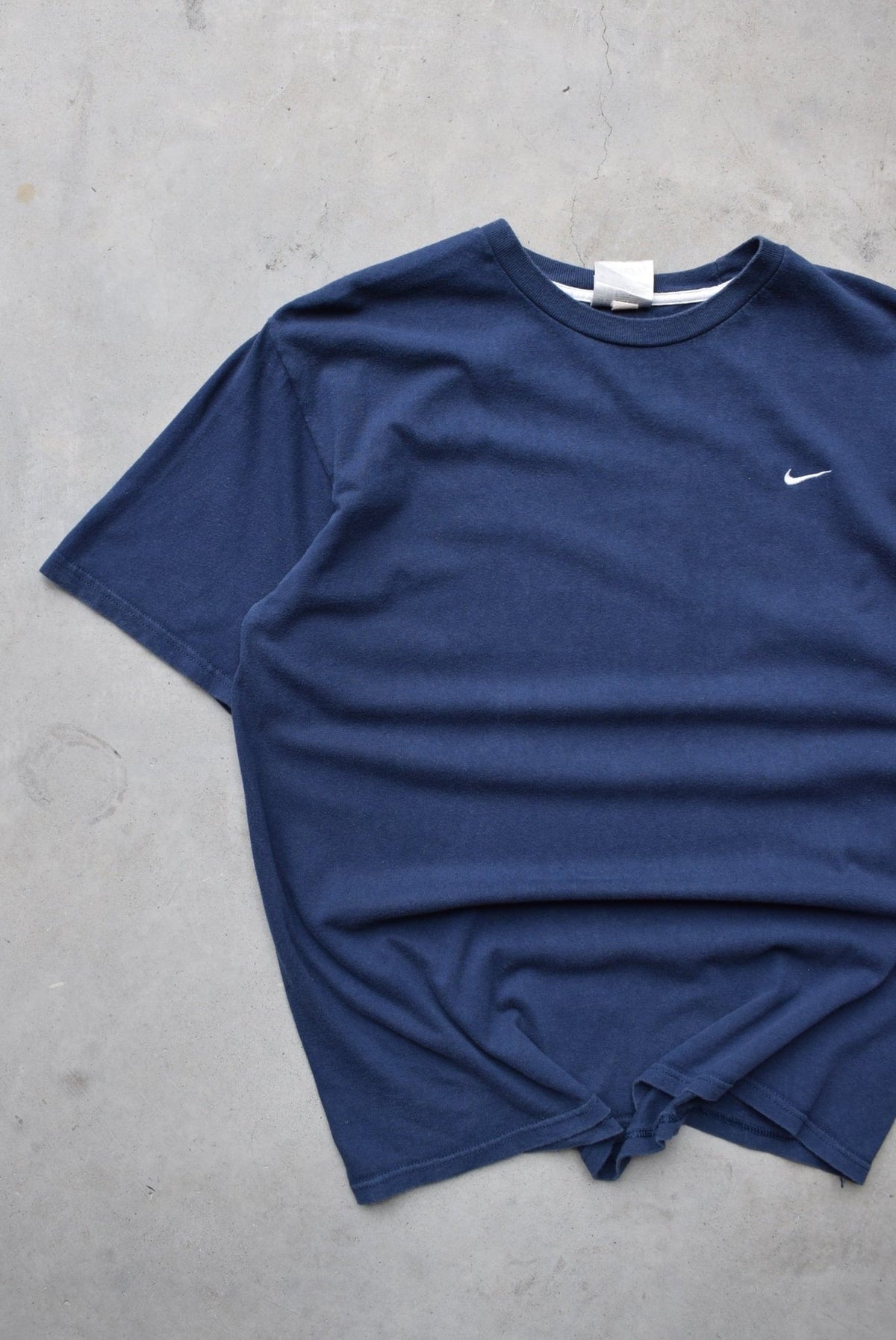 Nike Navy Embroidered Swoosh Tee — 2000s (L) - Retrospective Store