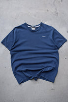 Nike Navy Embroidered Swoosh Tee — 2000s (M) - Retrospective Store