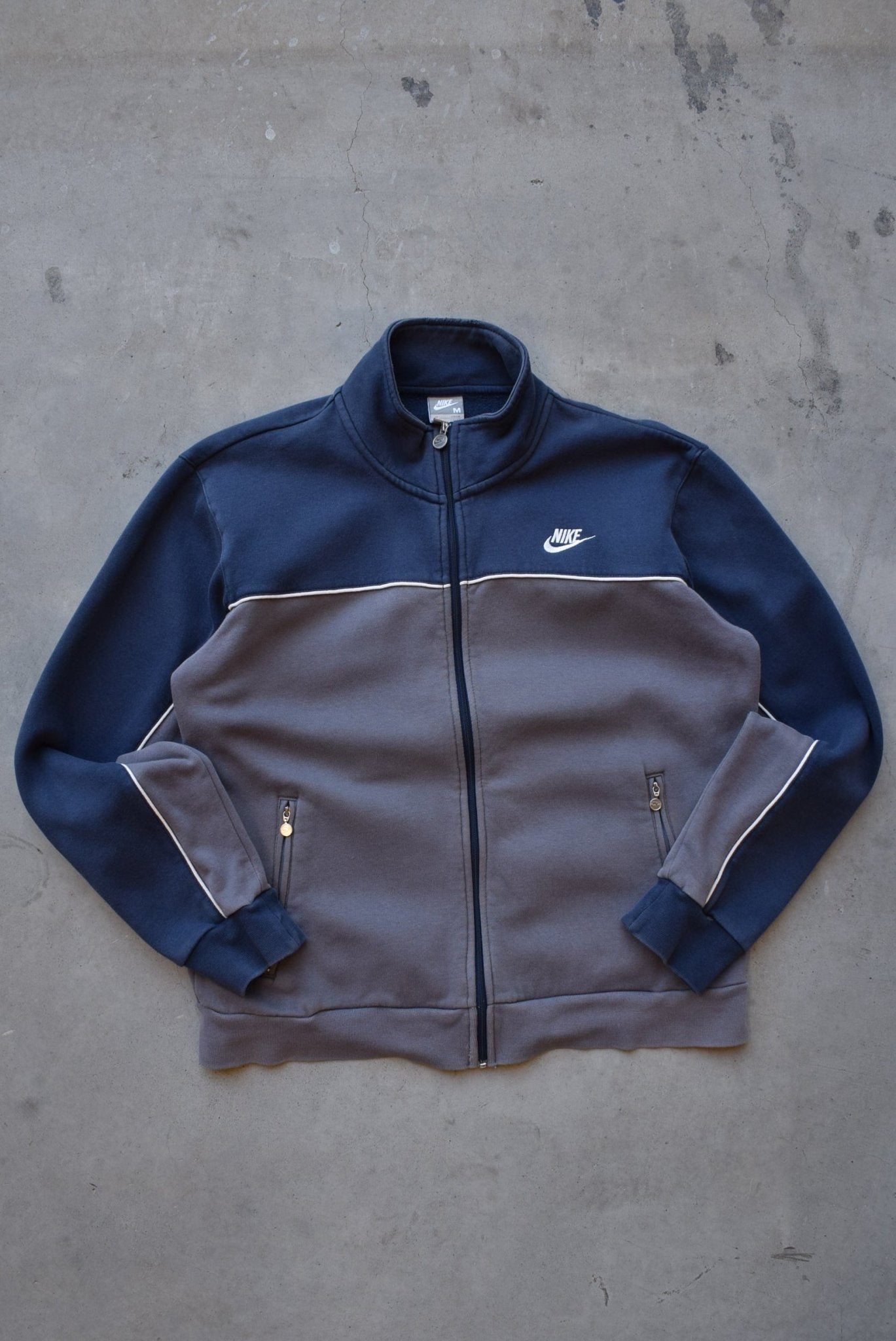 Nike Navy & Grey Embroidered Spellout Jacket — 2000s (S/M) - Retrospective Store