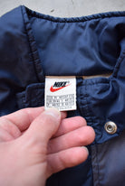 Nike Navy Heavyweight Embroidered Swoosh Jacket — 1990s (L/XL) - Retrospective Store