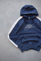 Nike Navy & White Embroidered Spellout Hoodie — 2000s (S) - Retrospective Store